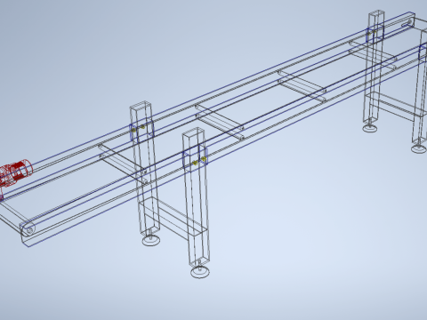 FACTORY INDUSTRIAL HORIZONTAL FLAT BELT CONVEYOR Modello 3D
