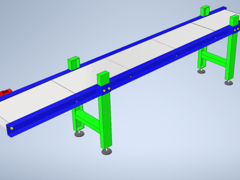 FACTORY INDUSTRIAL HORIZONTAL FLAT BELT CONVEYOR Modello 3D
