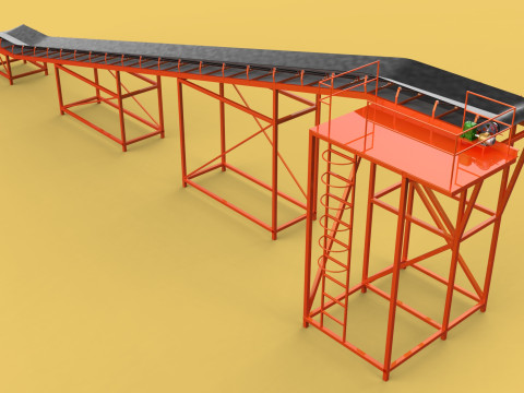 CARRIER BELT CONVEYOR FACTORY INDUSTRIAL Modelo 3D