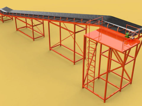 CARRIER BELT CONVEYOR FACTORY INDUSTRIAL 3D Model