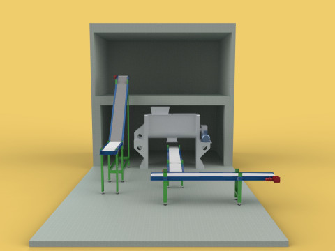 BELT CONVEYOR RIBBON MIXER BLENDER PRODUCTION LINE WAREHOUSE Modello 3D