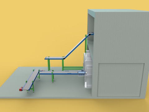 BELT CONVEYOR RIBBON MIXER BLENDER PRODUCTION LINE WAREHOUSE Modello 3D