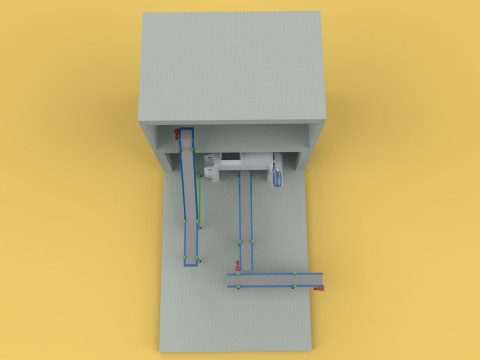 BELT CONVEYOR RIBBON MIXER BLENDER PRODUCTION LINE WAREHOUSE Modello 3D