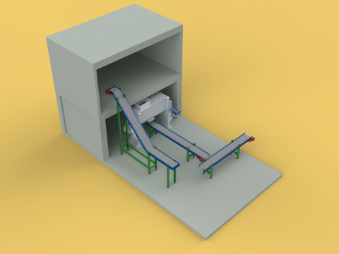 BELT CONVEYOR RIBBON MIXER BLENDER PRODUCTION LINE WAREHOUSE Modello 3D