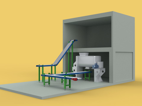 BELT CONVEYOR RIBBON MIXER BLENDER PRODUCTION LINE WAREHOUSE Modello 3D