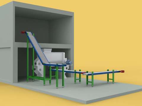 BELT CONVEYOR RIBBON MIXER BLENDER PRODUCTION LINE WAREHOUSE Modello 3D
