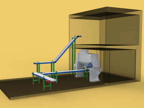 BELT CONVEYOR RIBBON MIXER BLENDER PRODUCTION LINE WAREHOUSE Modello 3D