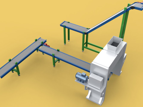 BELT CONVEYOR RIBBON MIXER BLENDER PRODUCTION LINE WAREHOUSE Modello 3D