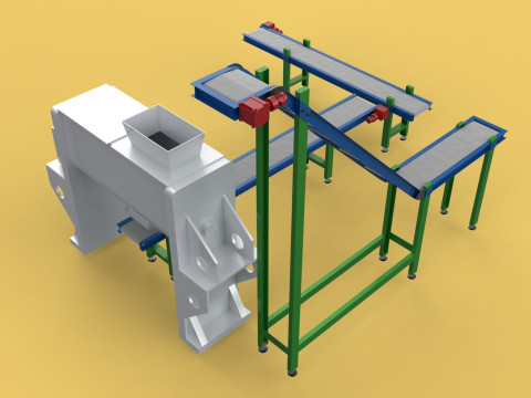 BELT CONVEYOR RIBBON MIXER BLENDER PRODUCTION LINE WAREHOUSE Modello 3D