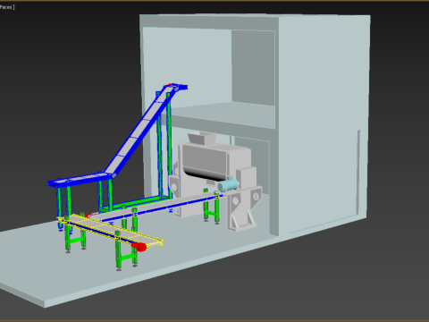 BELT CONVEYOR RIBBON MIXER BLENDER PRODUCTION LINE WAREHOUSE Modello 3D