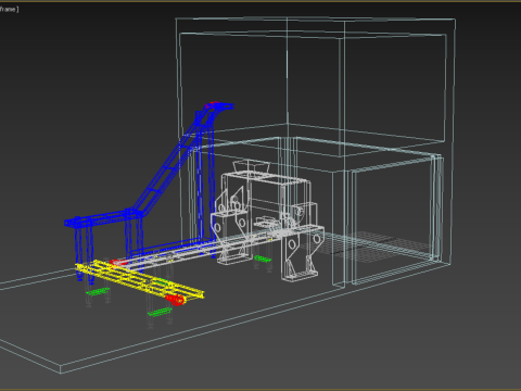 BELT CONVEYOR RIBBON MIXER BLENDER PRODUCTION LINE WAREHOUSE Modello 3D