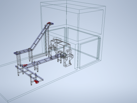 BELT CONVEYOR RIBBON MIXER BLENDER PRODUCTION LINE WAREHOUSE Modello 3D