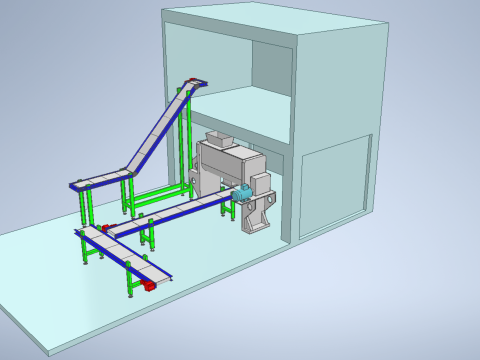 BELT CONVEYOR RIBBON MIXER BLENDER PRODUCTION LINE WAREHOUSE Modello 3D