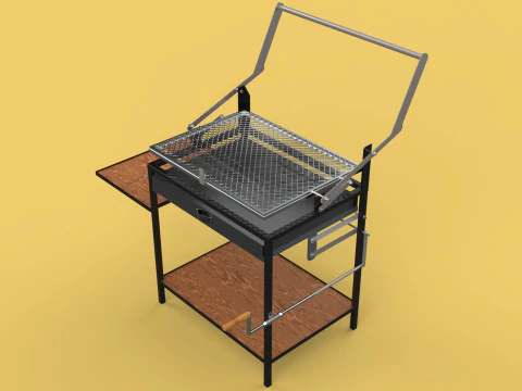 बास्केट चारकोल नेट फ्लिप मीट ग्रिल रोटेटिंग टर्निंग 3D मॉडल