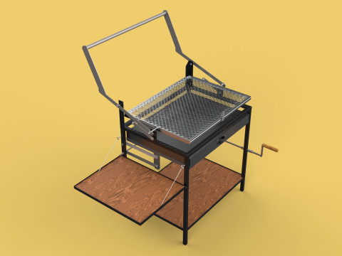 BASKET CHARCOAL NET FLIP MEAT GRILL ROTATING TURNING 3D-Modell