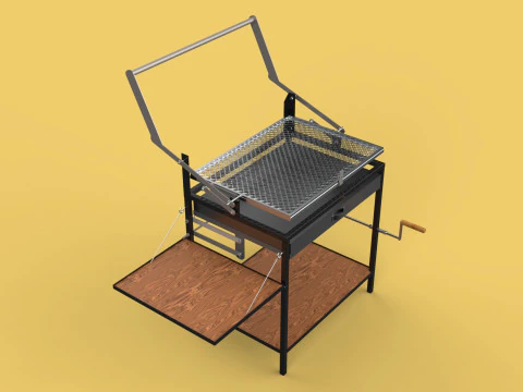 BASKET CHARCOAL NET FLIP MEAT GRILL ROTATING TURNING 3D Model