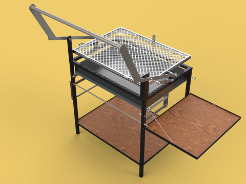 BASKET CHARCOAL NET FLIP MEAT GRILL ROTATING TURNING 3D-Modell