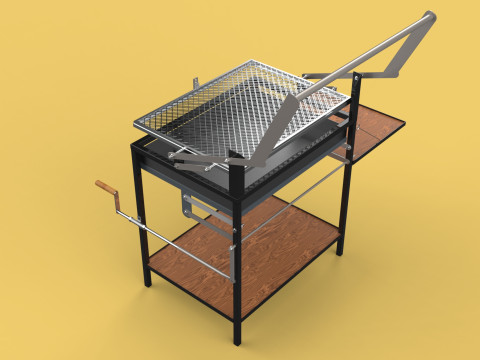 BASKET CHARCOAL NET FLIP MEAT GRILL ROTATING TURNING 3D-Modell