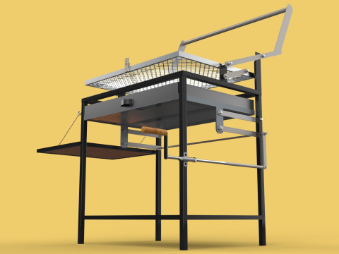 BASKET CHARCOAL NET FLIP MEAT GRILL ROTATING TURNING 3D-Modell