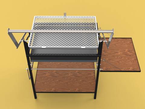 BASKET CHARCOAL NET FLIP MEAT GRILL ROTATING TURNING 3D-Modell