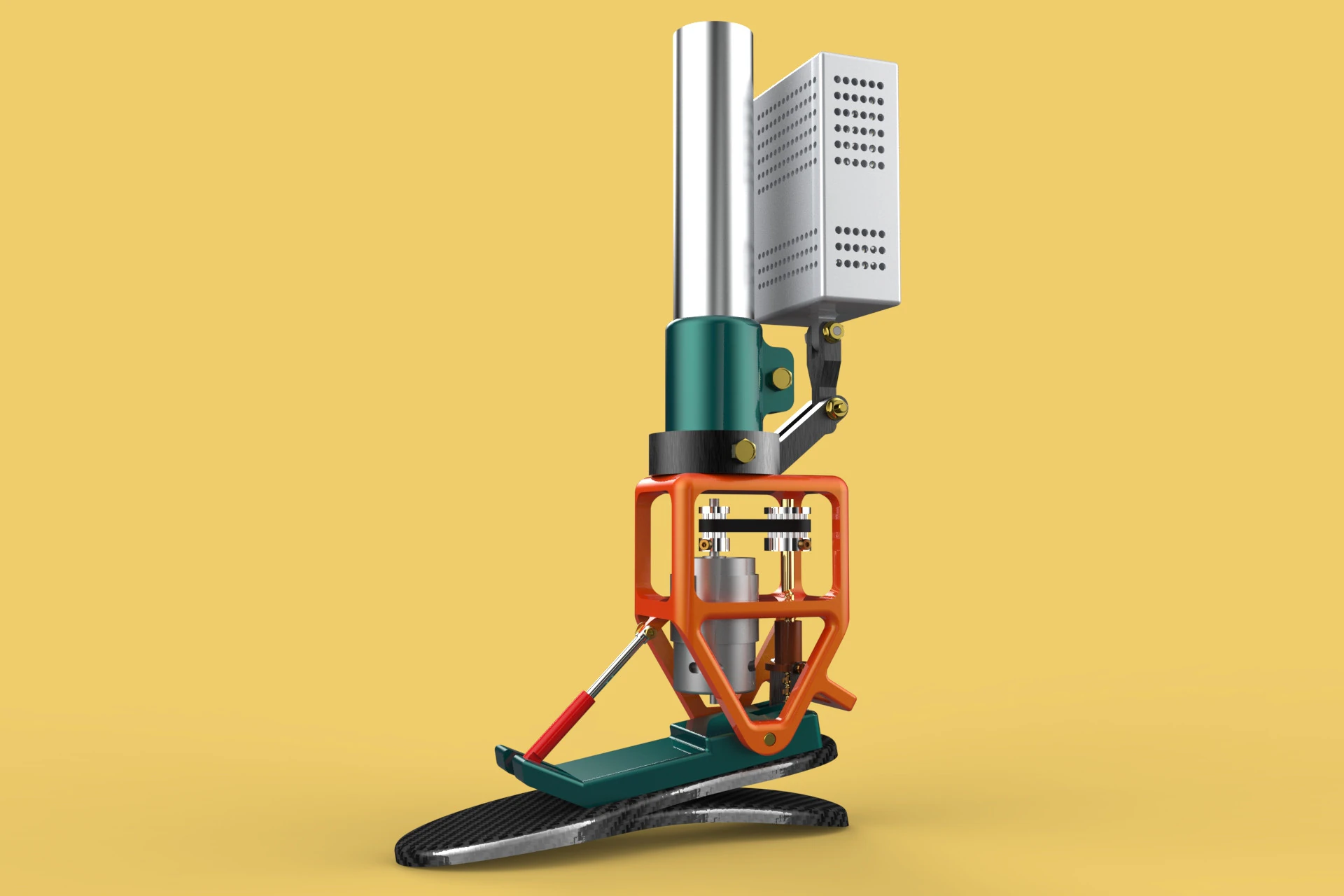 POWERED ANKLE-KNEE PROSTHESIS ROBOTIC MECHANICAL LEG PROSTHETIC 3D Model .c4d .max .obj .3ds .fbx .stl .blend 
