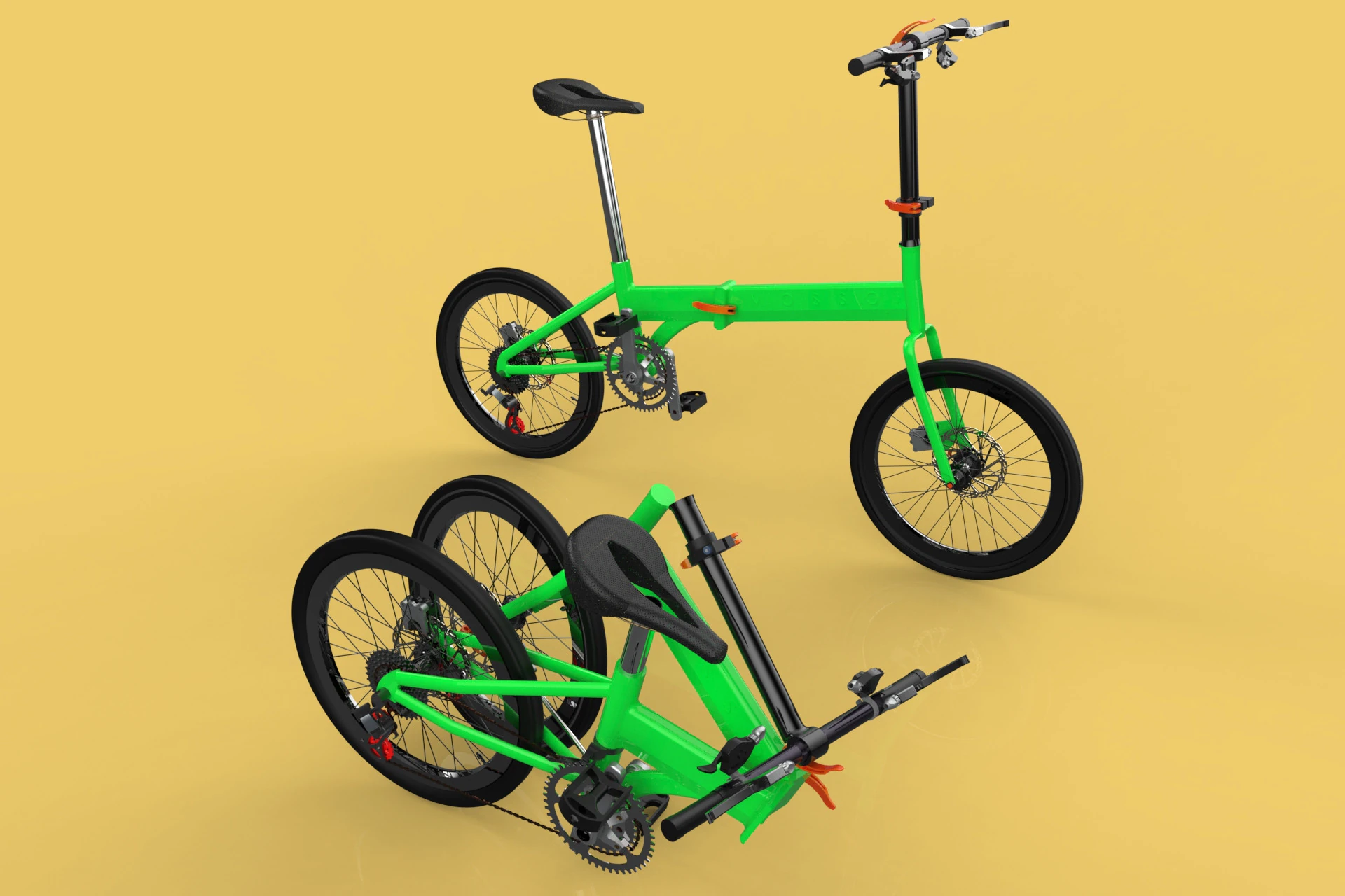 FOLDING BIKE PORTABLE COMPACT FLIP BICYCLE 3D Model .c4d .max .obj .3ds .fbx .stl .blend 