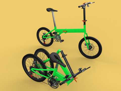 FOLDING BIKE PORTABLE COMPACT FLIP BICYCLE 3D Model