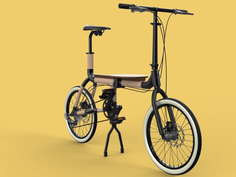 WOODEN RATTAN FOLDING BIKE BICYCLE FOLDABLE TO CHAIR 3D Model