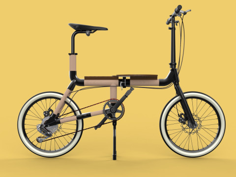 WOODEN RATTAN FOLDING BIKE BICYCLE FOLDABLE TO CHAIR 3D Model