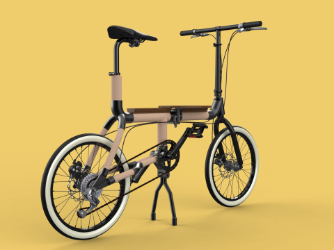 WOODEN RATTAN FOLDING BIKE BICYCLE FOLDABLE TO CHAIR 3D Model