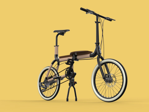WOODEN RATTAN FOLDING BIKE BICYCLE FOLDABLE TO CHAIR 3D Model