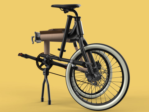 WOODEN RATTAN FOLDING BIKE BICYCLE FOLDABLE TO CHAIR 3D Model