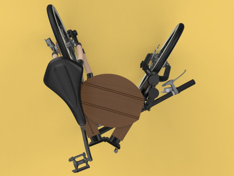 WOODEN RATTAN FOLDING BIKE BICYCLE FOLDABLE TO CHAIR 3D Model