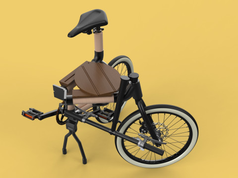 WOODEN RATTAN FOLDING BIKE BICYCLE FOLDABLE TO CHAIR 3D Model