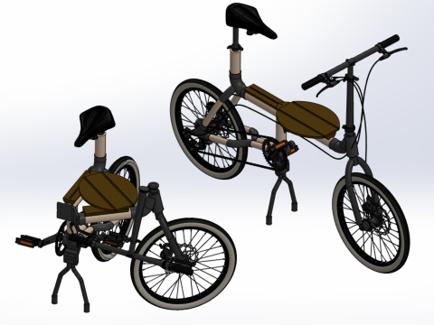 WOODEN RATTAN FOLDING BIKE BICYCLE FOLDABLE TO CHAIR 3D Model