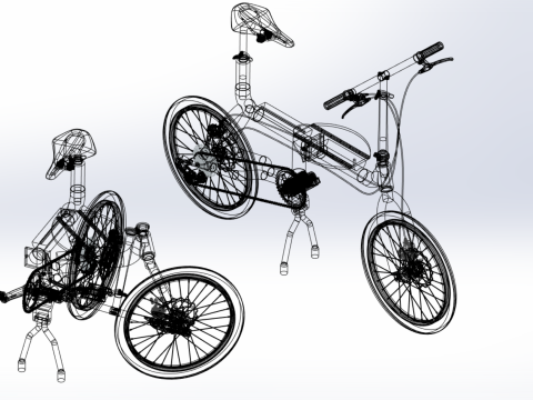 WOODEN RATTAN FOLDING BIKE BICYCLE FOLDABLE TO CHAIR 3D Model