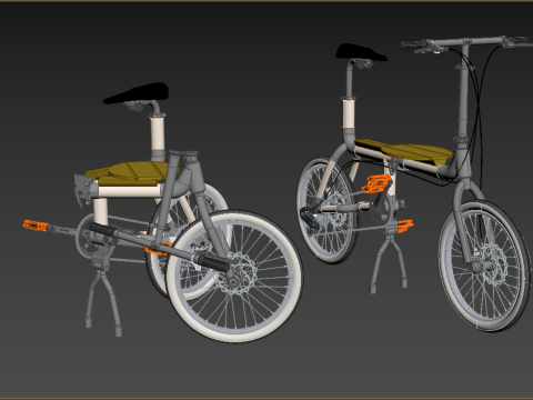 WOODEN RATTAN FOLDING BIKE BICYCLE FOLDABLE TO CHAIR 3D Model