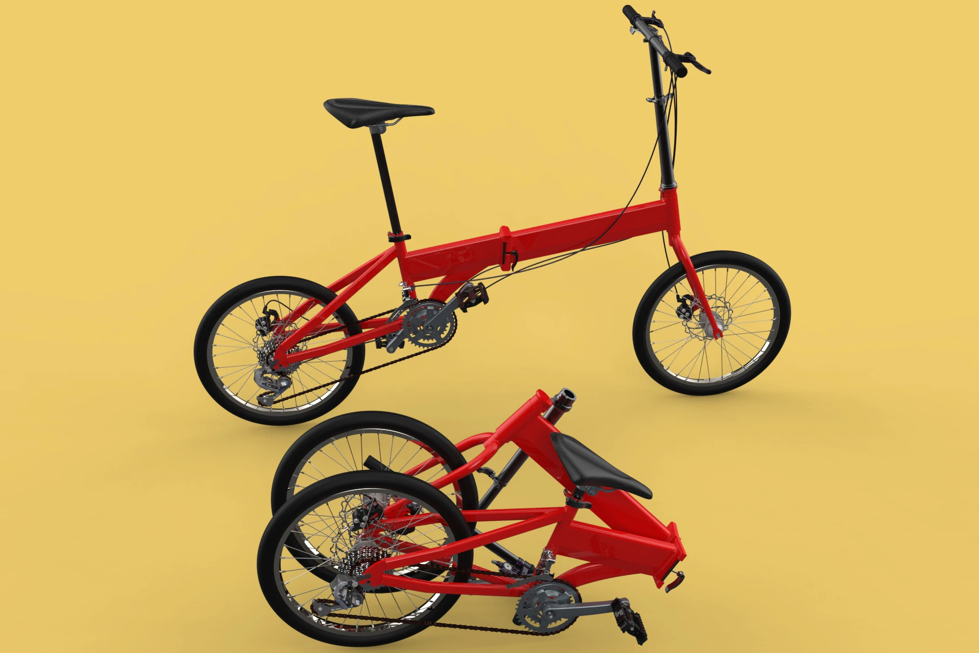 FOLD BICYCLE FOLDING BIKE PORTABLE COMPACT FLIP 3D Model .c4d .max .obj .3ds .fbx .stl .blend 