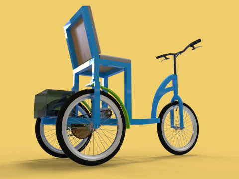 TRICICLO EL&Eacute;TRICO TRIKE BICICLETA DE 3 RODAS PARA DEFICIENTES EV Modelo 3D