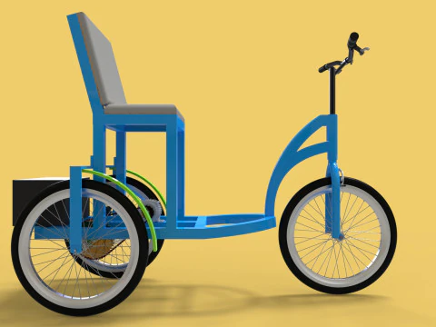 TRICICLO EL&Eacute;TRICO TRIKE BICICLETA DE 3 RODAS PARA DEFICIENTES EV Modelo 3D