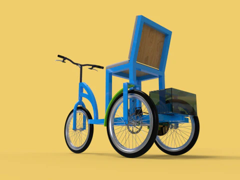 TRICICLO EL&Eacute;TRICO TRIKE BICICLETA DE 3 RODAS PARA DEFICIENTES EV Modelo 3D