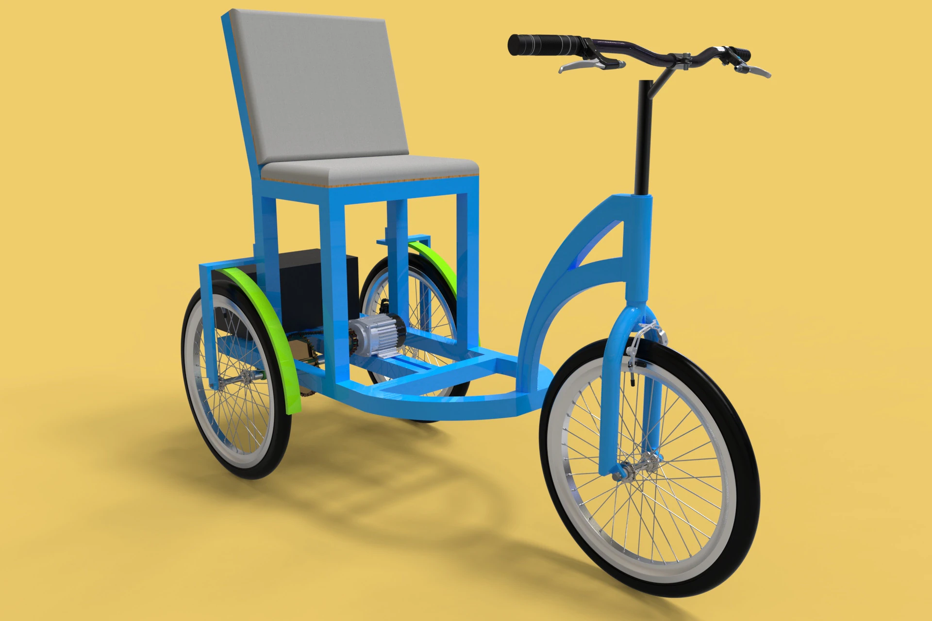 TRICICLO EL&Eacute;TRICO TRIKE BICICLETA DE 3 RODAS PARA DEFICIENTES EV Modelo 3D .c4d .max .obj .3ds .fbx .stl .blend 