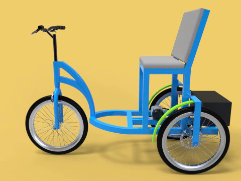 TRICICLO EL&Eacute;TRICO TRIKE BICICLETA DE 3 RODAS PARA DEFICIENTES EV Modelo 3D