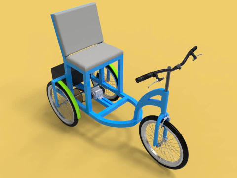 TRICICLO EL&Eacute;TRICO TRIKE BICICLETA DE 3 RODAS PARA DEFICIENTES EV Modelo 3D