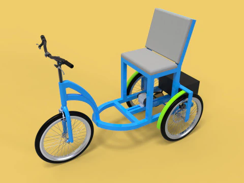 TRICICLO EL&Eacute;TRICO TRIKE BICICLETA DE 3 RODAS PARA DEFICIENTES EV Modelo 3D