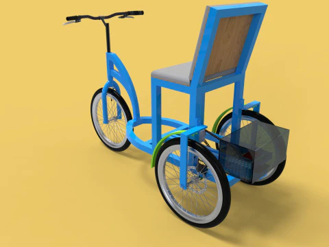 TRICICLO EL&Eacute;TRICO TRIKE BICICLETA DE 3 RODAS PARA DEFICIENTES EV Modelo 3D