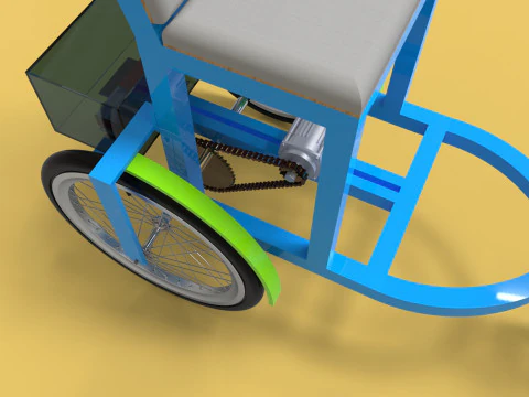 TRICICLO EL&Eacute;TRICO TRIKE BICICLETA DE 3 RODAS PARA DEFICIENTES EV Modelo 3D