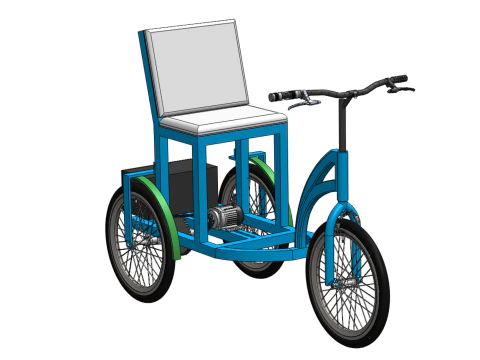 TRICICLO EL&Eacute;TRICO TRIKE BICICLETA DE 3 RODAS PARA DEFICIENTES EV Modelo 3D