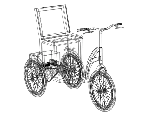 TRICICLO EL&Eacute;TRICO TRIKE BICICLETA DE 3 RODAS PARA DEFICIENTES EV Modelo 3D
