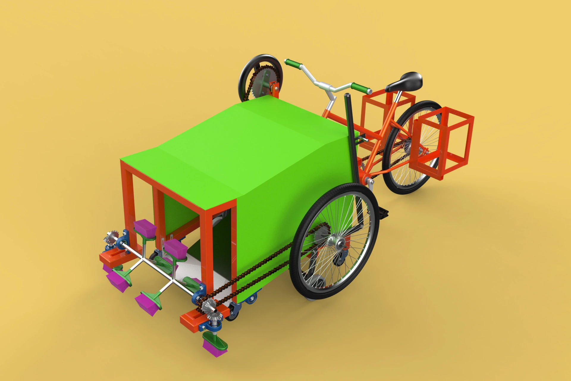 VASSOURA PEDAL BICICLETA TRICICLO BICICLETA LIMPEZA M&Aacute;QUINA DE ESFREGAR Modelo 3D .c4d .max .obj .3ds .fbx .stl .blend 